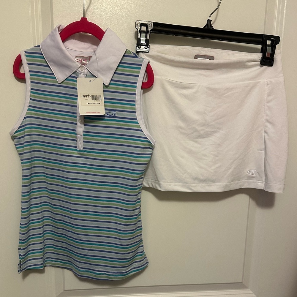 Garb girls medium golf outfit. Sleeveless polo & white skirt. golf, tennis